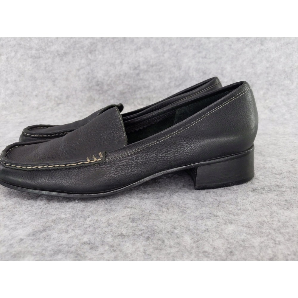 Etienne Aigner Quiz Loafers 9.5M Black Leather‎ Square Toe Block Heel Brazil - Picture 3 of 11
